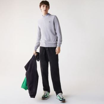 Lacoste Organic Cotton Crew Neck Sweater - Svetr Pánské Šedé | CZ-n3Krd8